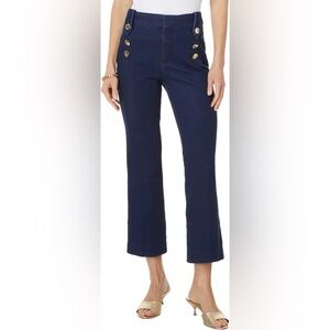 LILLY PULITZER women’s Navy Button-Detail Flare Pants